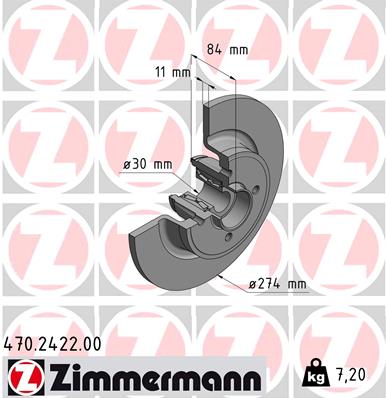 ZIMMERMANN Féktárcsa+kerékagycsapágy 470.2422.00_ZIM