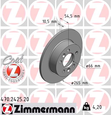 ZIMMERMANN Hátsó féktárcsa 470.2425.20_ZIM