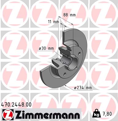 ZIMMERMANN Hátsó féktárcsa 470.2448.00_ZIM