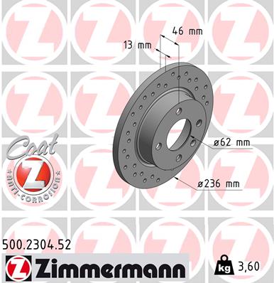 ZIMMERMANN Első féktárcsa 500.2304.52_ZIM