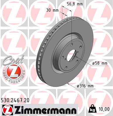 ZIMMERMANN Féktárcsa, mind 530.2467.20_ZIM