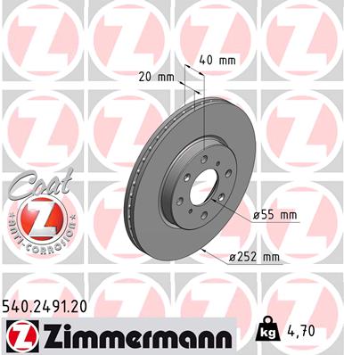 ZIMMERMANN Első féktárcsa 540.2491.20_ZIM