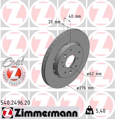 ZIMMERMANN Féktárcsa, mind 540.2496.20_ZIM