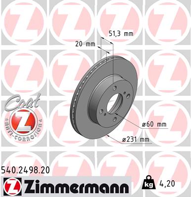 ZIMMERMANN Első féktárcsa 540.2498.20_ZIM