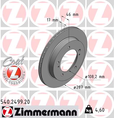 ZIMMERMANN Első féktárcsa 540.2499.20_ZIM