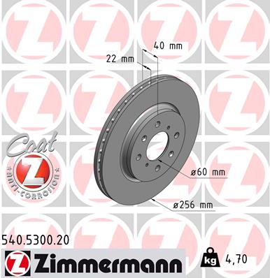 ZIMMERMANN Első féktárcsa 540.5300.20_ZIM