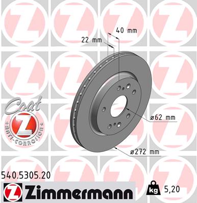 ZIMMERMANN Első féktárcsa 540.5305.20_ZIM