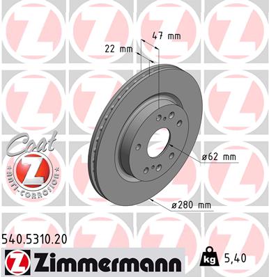 ZIMMERMANN Első féktárcsa 540.5310.20_ZIM