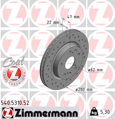 ZIMMERMANN Első féktárcsa 540.5310.52_ZIM