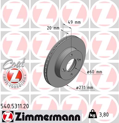 ZIMMERMANN Első féktárcsa 540.5311.20_ZIM