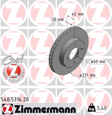 ZIMMERMANN Féktárcsa, mind 540.5314.20_ZIM