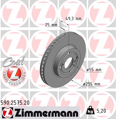 ZIMMERMANN Első féktárcsa 590.2575.20_ZIM