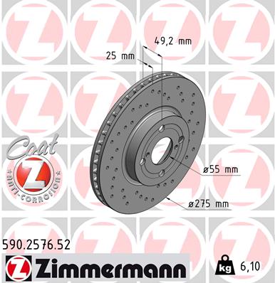 ZIMMERMANN Első féktárcsa 590.2576.52_ZIM