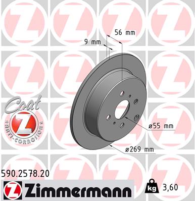 ZIMMERMANN Hátsó féktárcsa 590.2578.20_ZIM