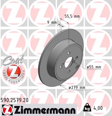 ZIMMERMANN Hátsó féktárcsa 590.2579.20_ZIM