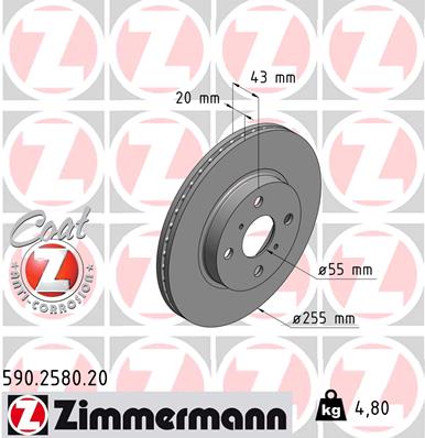 ZIMMERMANN Első féktárcsa 590.2580.20_ZIM