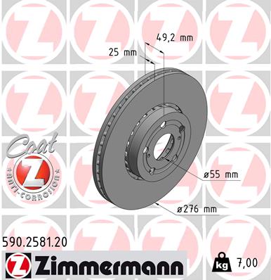 ZIMMERMANN Első féktárcsa 590.2581.20_ZIM