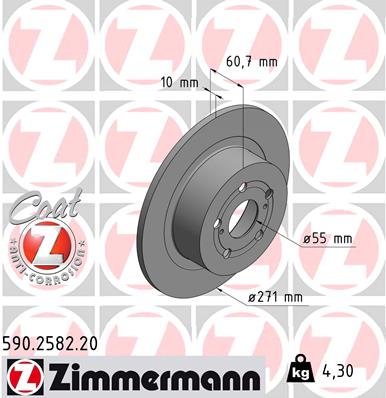 ZIMMERMANN Hátsó féktárcsa 590.2582.20_ZIM