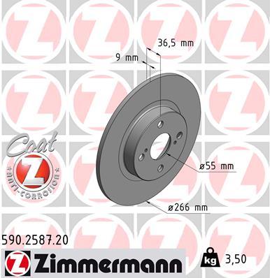 ZIMMERMANN Hátsó féktárcsa 590.2587.20_ZIM