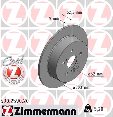 ZIMMERMANN Hátsó féktárcsa 590.2590.20_ZIM