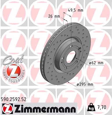 ZIMMERMANN Első féktárcsa 590.2592.52_ZIM