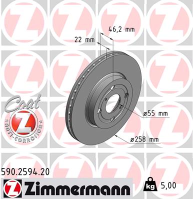 ZIMMERMANN Első féktárcsa 590.2594.20_ZIM