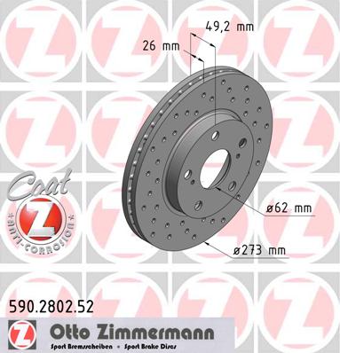 ZIMMERMANN Első féktárcsa 590.2802.52_ZIM