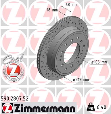 ZIMMERMANN 590.2807.52_ZIM Hátsó féktárcsa