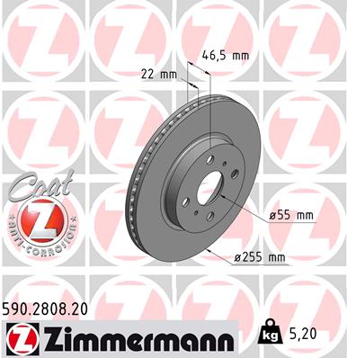 ZIMMERMANN Első féktárcsa 590.2808.20_ZIM