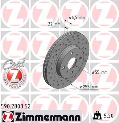 ZIMMERMANN Első féktárcsa 590.2808.52_ZIM