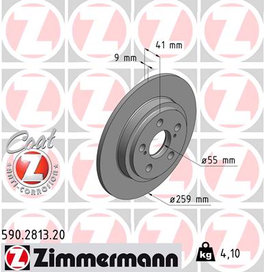 ZIMMERMANN Hátsó féktárcsa 590.2813.20_ZIM