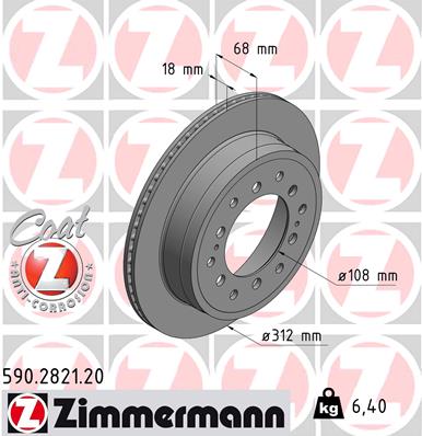 ZIMMERMANN Hátsó féktárcsa 590.2821.20_ZIM