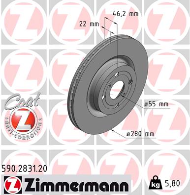 ZIMMERMANN Első féktárcsa 590.2831.20_ZIM