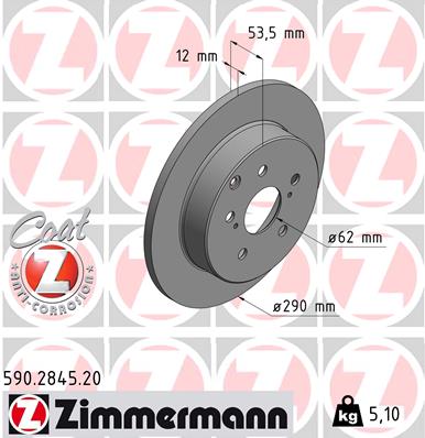 ZIMMERMANN Hátsó féktárcsa 590.2845.20_ZIM