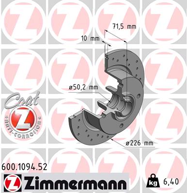 ZIMMERMANN Első féktárcsa 600.1094.52_ZIM