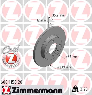 ZIMMERMANN Első féktárcsa 600.1158.20_ZIM