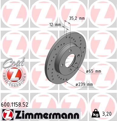 ZIMMERMANN Első féktárcsa 600.1158.52_ZIM