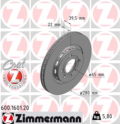 ZIMMERMANN Első féktárcsa 600.1601.20_ZIM