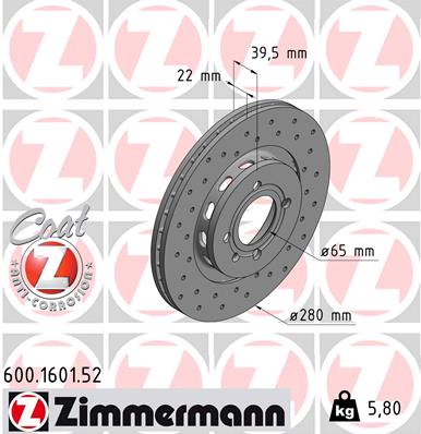 ZIMMERMANN Első féktárcsa 600.1601.52_ZIM