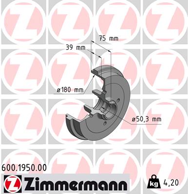 ZIMMERMANN Fékdob 600.1950.00_ZIM