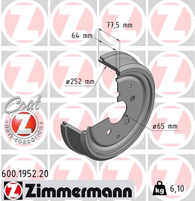 ZIMMERMANN Fékdob 600.1952.20_ZIM