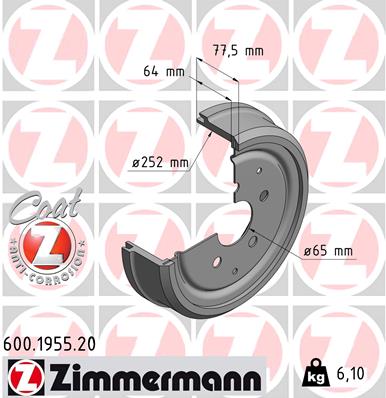 ZIMMERMANN Fékdob 600.1955.20_ZIM