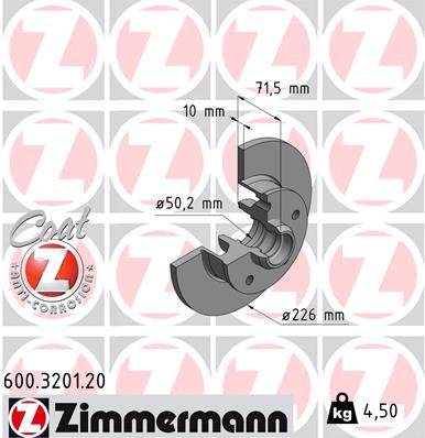 ZIMMERMANN Hátsó féktárcsa 600.3201.20_ZIM