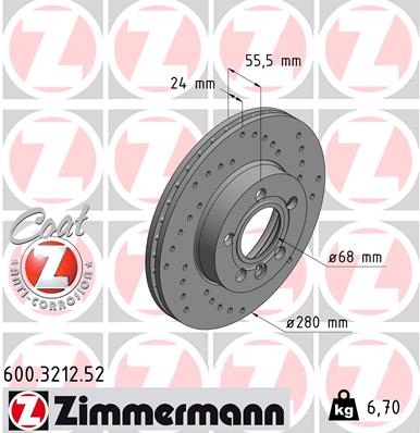 ZIMMERMANN Első féktárcsa 600.3212.52_ZIM