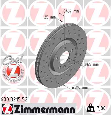 ZIMMERMANN Első féktárcsa 600.3215.52_ZIM