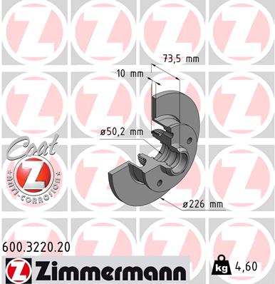 ZIMMERMANN Hátsó féktárcsa 600.3220.20_ZIM