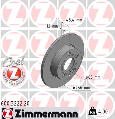 ZIMMERMANN Hátsó féktárcsa 600.3222.20_ZIM