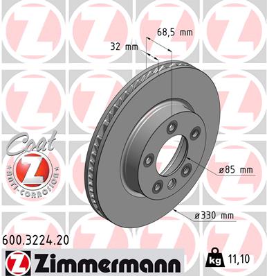 ZIMMERMANN Első féktárcsa 600.3224.20_ZIM