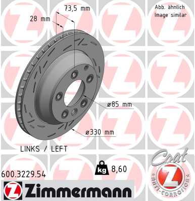 ZIMMERMANN Hátsó féktárcsa 600.3229.54_ZIM