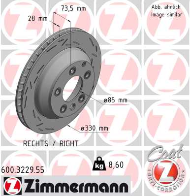 ZIMMERMANN Hátsó féktárcsa 600.3229.55_ZIM